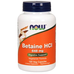 NOW Betaine HCl, vegetariánský, 648 mg x 120 rostlinných kapslí