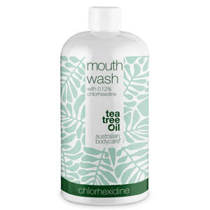 Ústní voda s chlorhexidinem 0,12% a Tea Tree Oil - Ústní voda pro každodenní péči o citlivé dásně, parodontózu a špatný dech