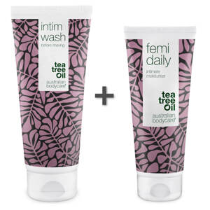 Balíček na zarudlou předkožku - Jemné mytí a gel — Zklidněte zarudlou a podrážděnou předkožku pomocí Men's Intimate Wash a Femi Daily. Jemná péče pro intimní hygienu.