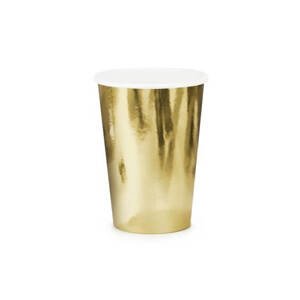 PartyDeco Kelímky papírové ZLATÉ, 220 ml, 6 ks