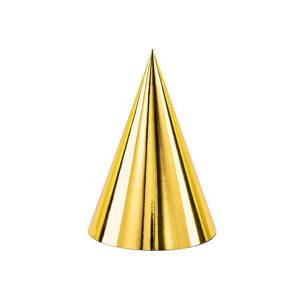PartyDeco Párty čepičky zlaté 16cm 6ks