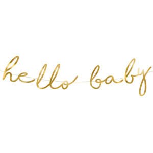 PartyDeco Banner Hello Baby zlatý 18 x 70 cm