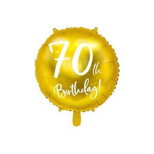 PartyDeco Foliový zlatý balónek "70. narozeniny"