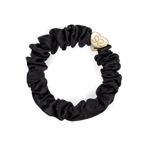 By Eloise London Gumička Gold Heart Silk Scrunchie - černá 1ks