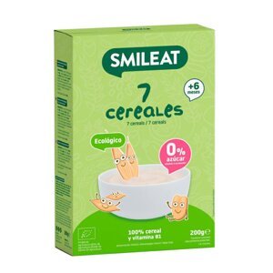 Smileat BIO dětská kaše 7 druhů cereálií s vitaminem B1 6M+ 200g