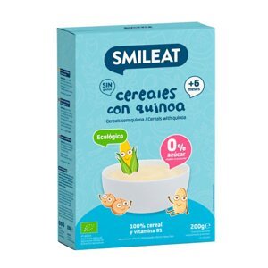 Smileat BIO dětská kaše 4 druhy cereálií bez lepku s quinoou a vitaminem B1 6M+ 200g