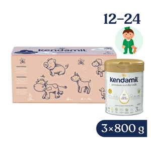 Kendamil Premium 3 HMO+ 3× 800 g kreativní balení s dárkem
