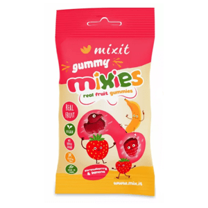 MIXIT Ovocné Mixies - přírodní želé bonbony Jahoda & banán 35 g