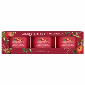 Yankee Candle Red Apple Wreath votivní svíčky ve skle 3 x 37 g