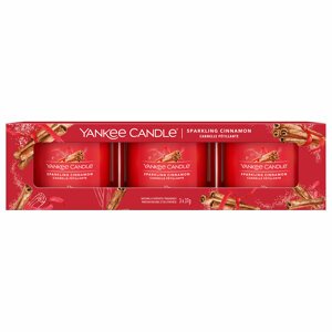 Yankee Candle Sparkling Cinnamon votivní svíčky ve skle 3 x 37 g