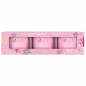 Yankee Candle Snowflake Kisess votivní svíčky ve skle 3 x 37 g