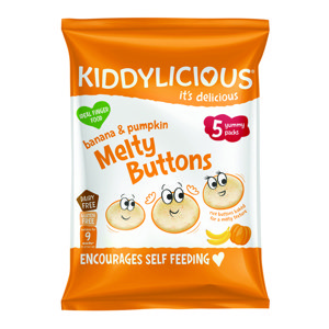 KIDDYLICIOUS Knoflíčky ovocno-zeleninové Banán s dýní 5x6 g