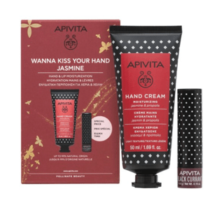 Apivita Jasmine hydratační krém na ruce 50 ml + balzám na rty Blackcurrant 4,4 g