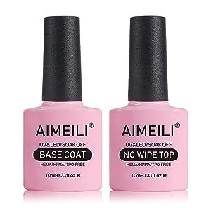 AIMEILI Gelový lak na nehty No Wipe Top and Base Coat Set, 2 x 10 ml