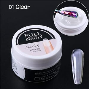 FULL BEAUTY clear 01 stavební gel pro prodlužování a opravu nehtů 15ml