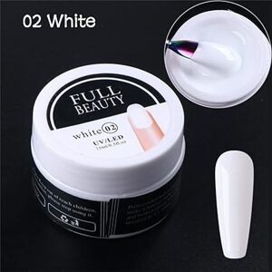 FULL BEAUTY white 02 stavební gel pro prodlužování a opravu nehtů 15ml