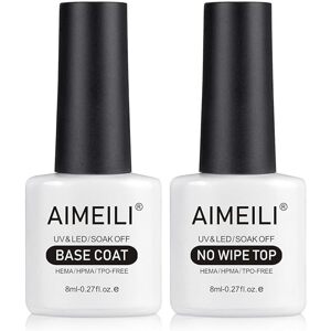 AIMEILI Gélový lak na nechty No Wipe Base a Top Coat Set, 2×8ml