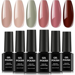 TOMICCA Sada gelových laků na nehty, 6 barev Nude Red Pink 8ml