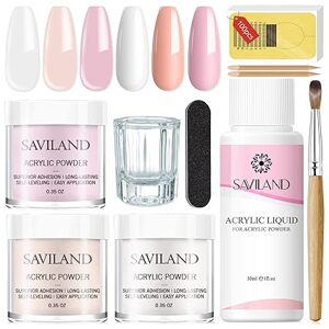 Saviland Sada na akrylové nehty Startér odstín Nude, Pink, Clear 3x10g + příslušenství