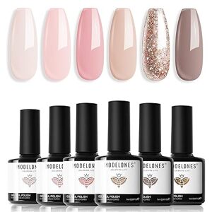 Modelones Nude Gel Nail Polish Set, 6 x7ml / 0003, 0007, 0993, 0988, 1083, 1817/