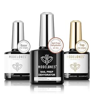 Modelones Base Coat Top Coat UV a Dehydrátor na nehty Set, 3 x 10 ml