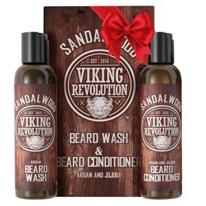 Viking Revolution Sada na mytí vousů a kondicionér na vousy s arganovým a jojobovým olejem  2x150ml