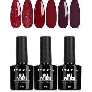TOMICCA - sada gelových UV laků na nehty 6x8ml červených barev