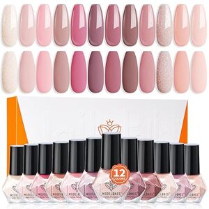 Modelones Modelones- Sada laků na nehty 12 barev Nude Pink Mini Nail Kit 12x5ml (bez obalu)
