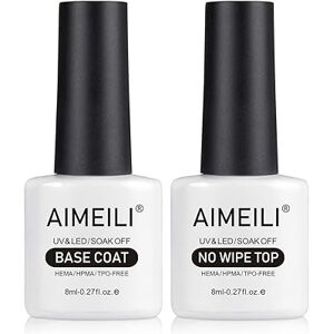 AIMEILI Soak Off UV Gel Polish Base Coat a No Wipe Top Coat Set 2x8ml
