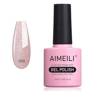 AIMEILI Hema Free Gel Nail Polish Nude Pink Glitter Gel Polish 559, 10ml
