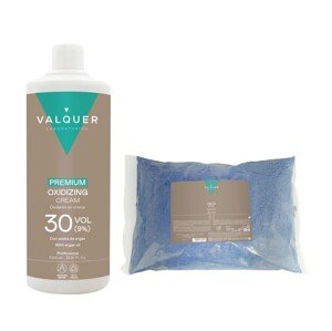 Valquer Professional Pack Okysličený stabilizovaný krém: 30 objemů (9%) 1000 ml + bělící prášek 500 gr