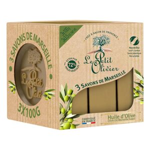 Le Petit Olivier Marseillská mýdla s olivovým olejem, 3 x 100 g