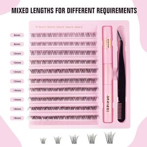 Sixstarhair Cluster Lashes Lepidlo Bond and Seal Diy Sada prodlužování řas, řasy 8-16 mm Sada 120 Cluster