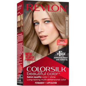 Revlon Colorsilk beautiful color Permanentní barva na vlasy s keratinem, bez amoniaku, 70 MED ASH BLONDE