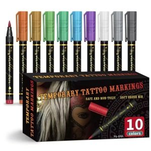 ine Dočasné tetovací markery na kůži - 10 barev FS-5701