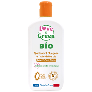 Love & Green - Organický gel bez sulfátů, bez parfemace a vůně 500ml- s bio olivovým olejem