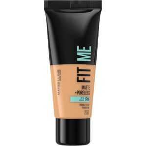 Make-up Maybelline Fit Me, střední krytí, roztíratelný, s matným a bezpórovým efektem, pro normální až mastnou pleť, odstín 250 Sun Beige, 30ml