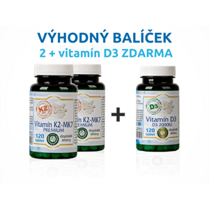 Bio Detox 2x Vitamín K2 120 tbl + 1x vitamín D3 120 tbl ZDARMA